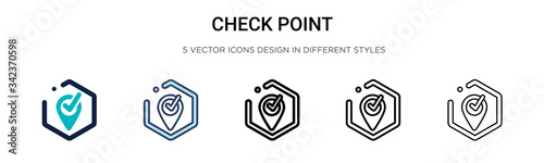 Check point icon in filled, thin line, outline and stroke style. Vector illustration of two colored and black check point vector icons designs can be used for mobile, ui, web