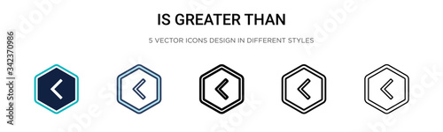 Is greater than sign icon in filled, thin line, outline and stroke style. Vector illustration of two colored and black is greater than sign vector icons designs can be used for mobile, ui, web photo
