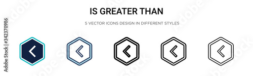 Is greater than sign icon in filled, thin line, outline and stroke style. Vector illustration of two colored and black is greater than sign vector icons designs can be used for mobile, ui, web