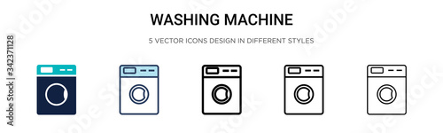 Washing machine icon icon in filled, thin line, outline and stroke style. Vector illustration of two colored and black washing machine icon vector icons designs can be used for mobile, ui, web