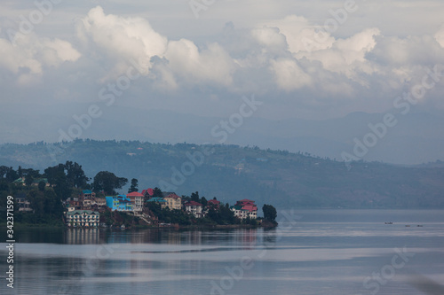 south kivu lake shore bukavu city peaceful garden landscape