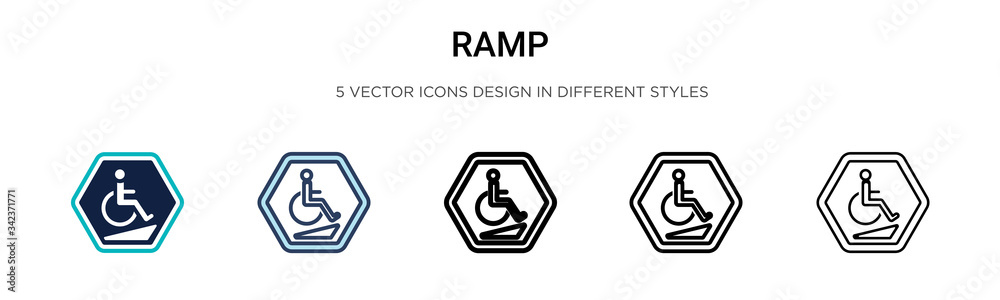 Round Ramp Logo Ramp icon in filled, thin line, outline and stroke style. Vector ...