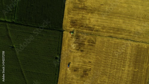 aerial view of tractor in field photo