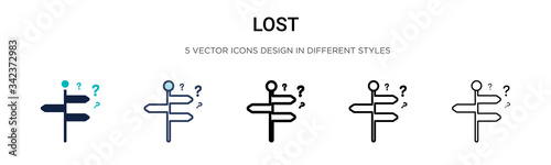 Lost icon in filled, thin line, outline and stroke style. Vector illustration of two colored and black lost vector icons designs can be used for mobile, ui, web