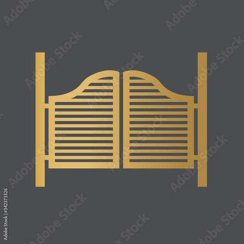 old gold western saloon door  icon- vector illustration