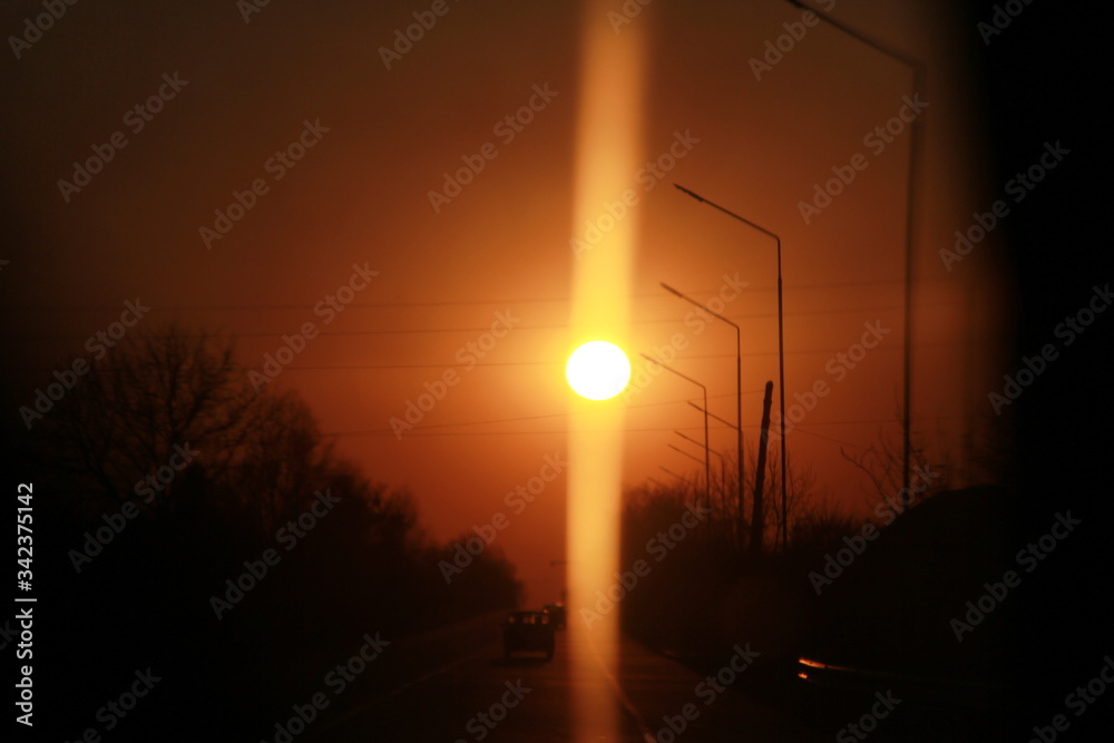 Sunset and red sky