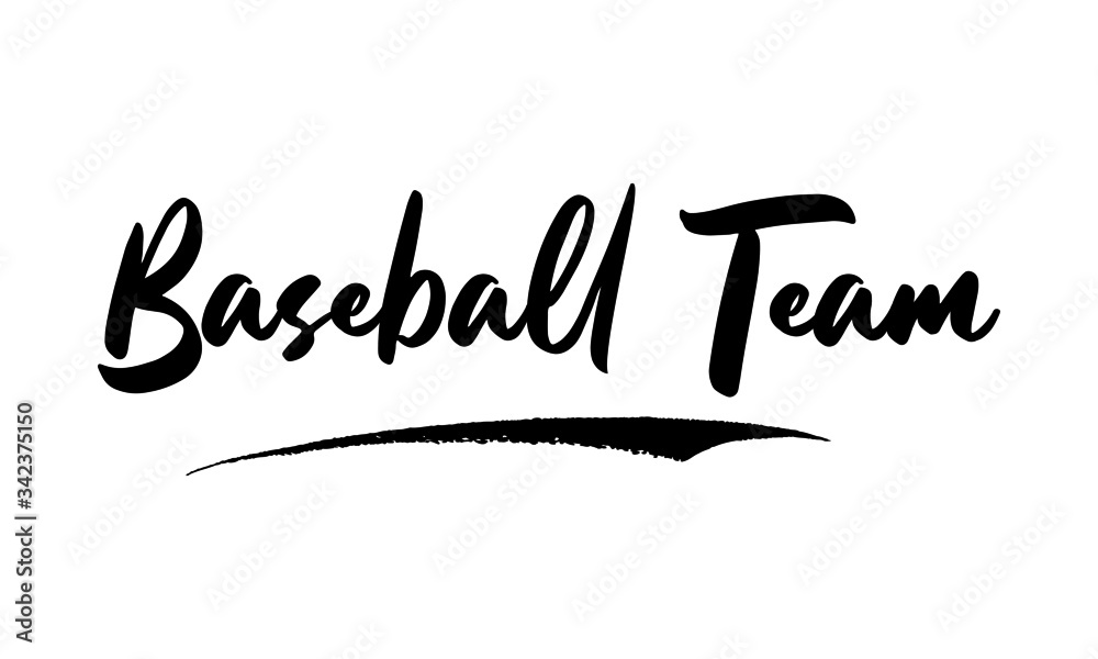 Baseball Team Calligraphy Black Color Text On White Background