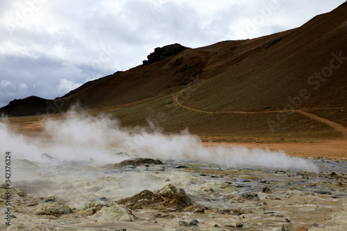 Hverir geothermal near Namafjall mountain, Myvatn Lake area, Iceland, Europe