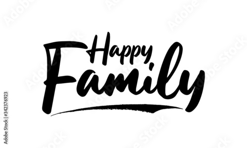 Happy Family Calligraphy Black Color Text On White Background
