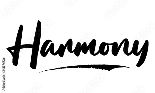 Harmony Calligraphy Black Color Text On White Background