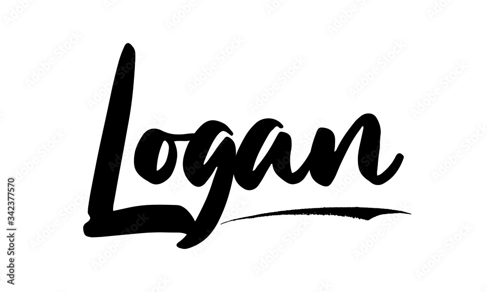 Obraz premium Logan Calligraphy Black Color Text On White Background