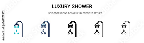 Luxury shower icon in filled, thin line, outline and stroke style. Vector illustration of two colored and black luxury shower vector icons designs can be used for mobile, ui, web