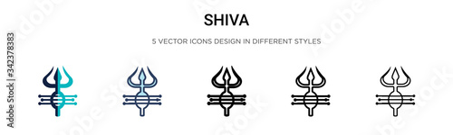 Shiva icon in filled, thin line, outline and stroke style. Vector illustration of two colored and black shiva vector icons designs can be used for mobile, ui, web