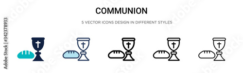Communion icon in filled, thin line, outline and stroke style. Vector illustration of two colored and black communion vector icons designs can be used for mobile, ui, web