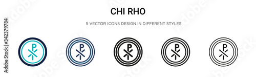 Chi rho icon in filled, thin line, outline and stroke style. Vector illustration of two colored and black chi rho vector icons designs can be used for mobile, ui, web