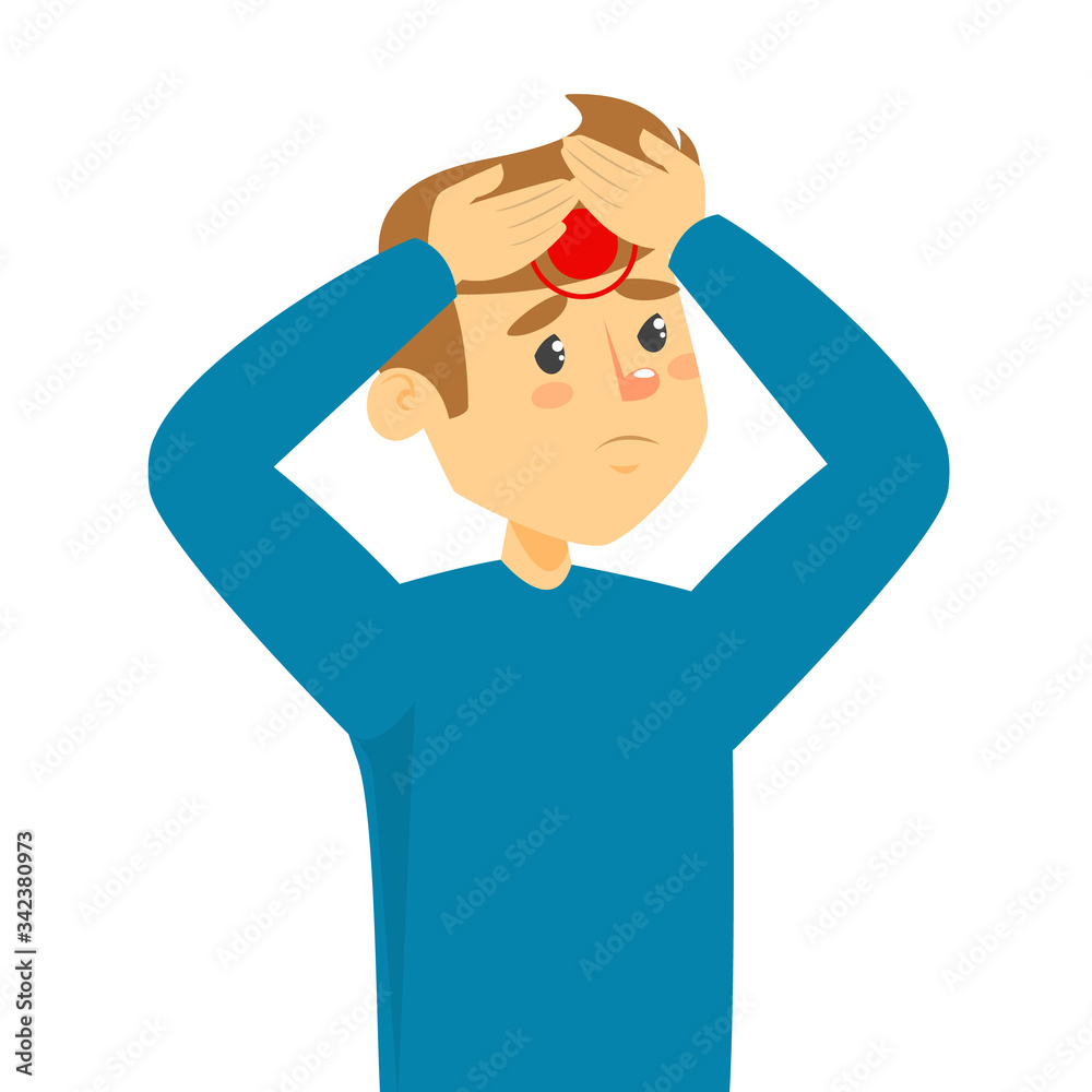 Young man suffer from headache vector isolated Young man suffer from headache vector isolated