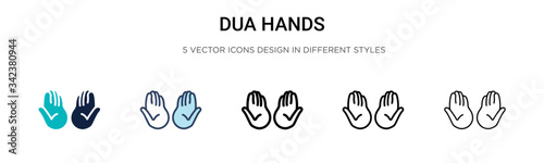 Dua hands icon in filled, thin line, outline and stroke style. Vector illustration of two colored and black dua hands vector icons designs can be used for mobile, ui, web