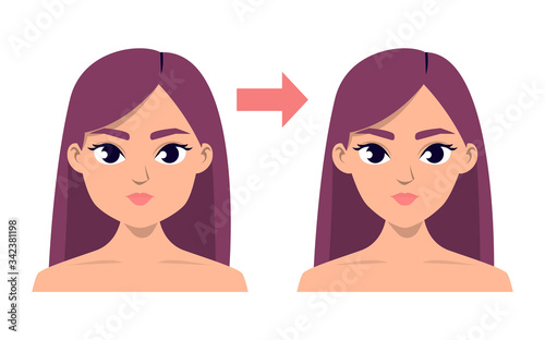 Face contour plastic surgery vector isolated illustration