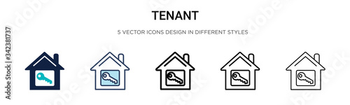 Tenant icon in filled, thin line, outline and stroke style. Vector illustration of two colored and black tenant vector icons designs can be used for mobile, ui, web