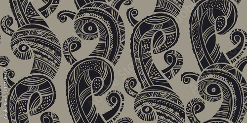 Scandinavian vibes tribal waves seamless pattern