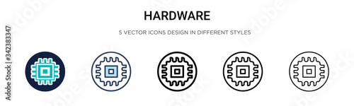 Hardware icon in filled, thin line, outline and stroke style. Vector illustration of two colored and black hardware vector icons designs can be used for mobile, ui, web