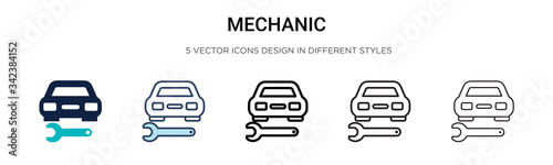 Mechanic icon in filled  thin line  outline and stroke style. Vector illustration of two colored and black mechanic vector icons designs can be used for mobile  ui  web