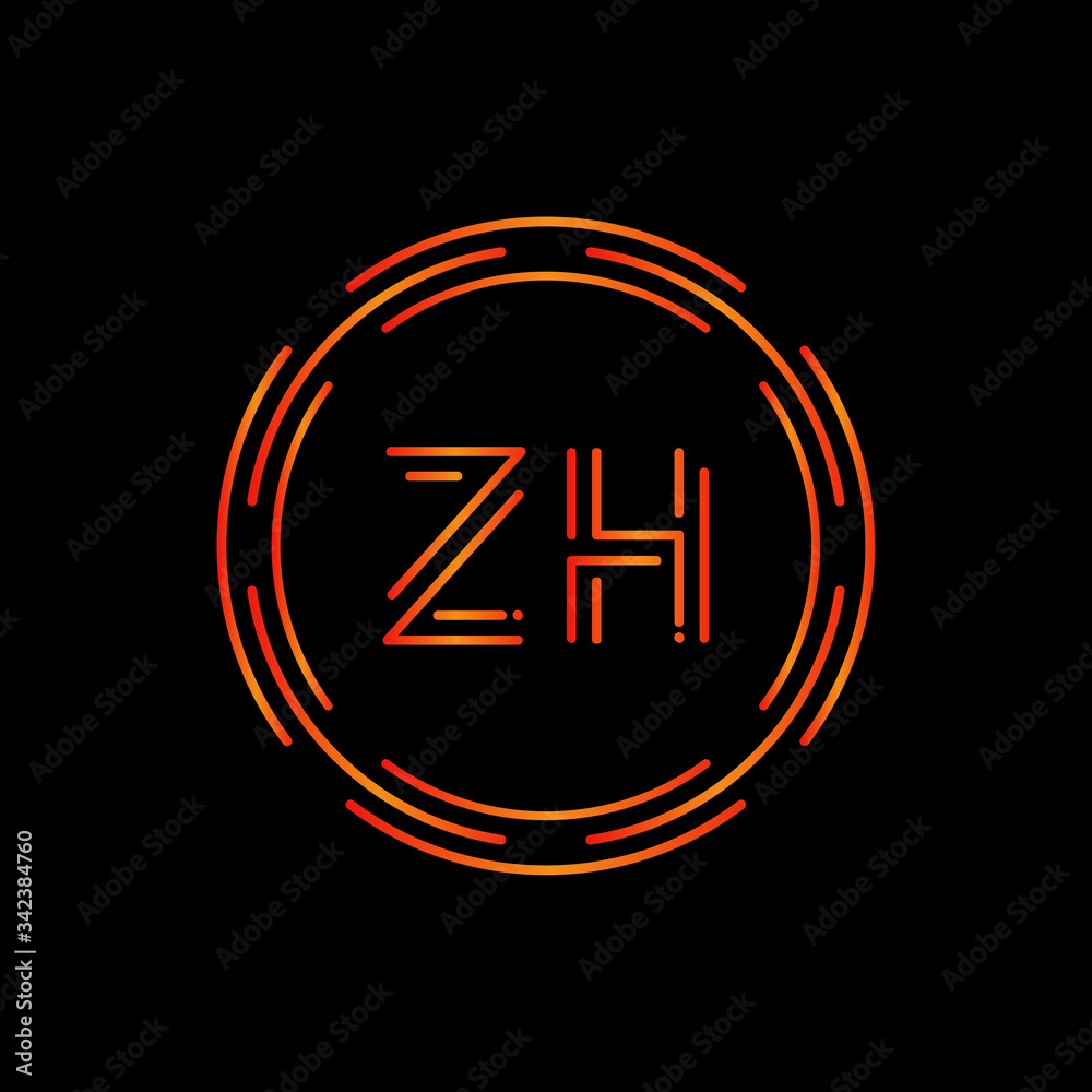 Initial ZH Logo Design Vector Template. Digital Circle Letter ZH Business Logo Vector Illustration Initial ZH Logo Design Vector Template. Digital Circle Letter ZH Business Logo Vector Illustration