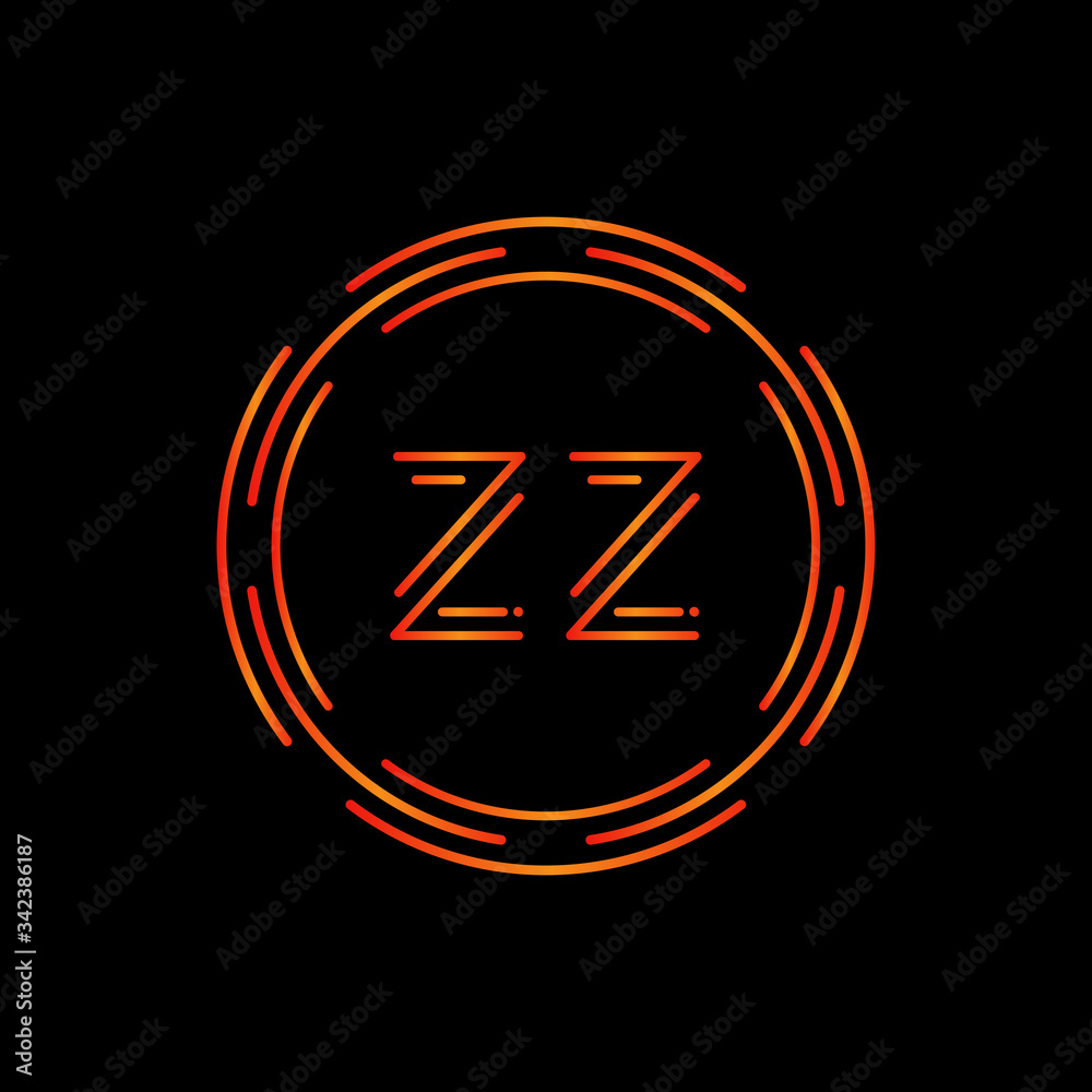 Initial ZZ Logo Design Vector Template. Digital Circle Letter ZZ Business Logo Vector Illustration