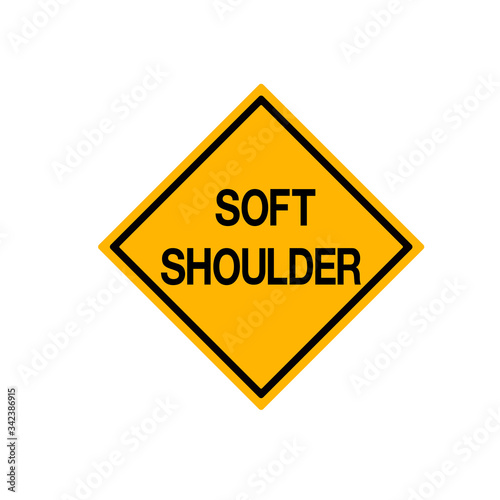 Warning Soft Shoulder Road Symbol Sign, Vector Illustration, Isolate On White Background, Label.