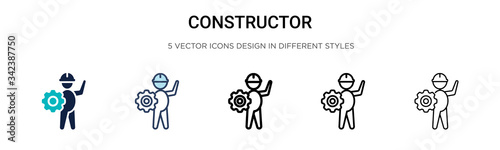 Constructor icon in filled, thin line, outline and stroke style. Vector illustration of two colored and black constructor vector icons designs can be used for mobile, ui, web