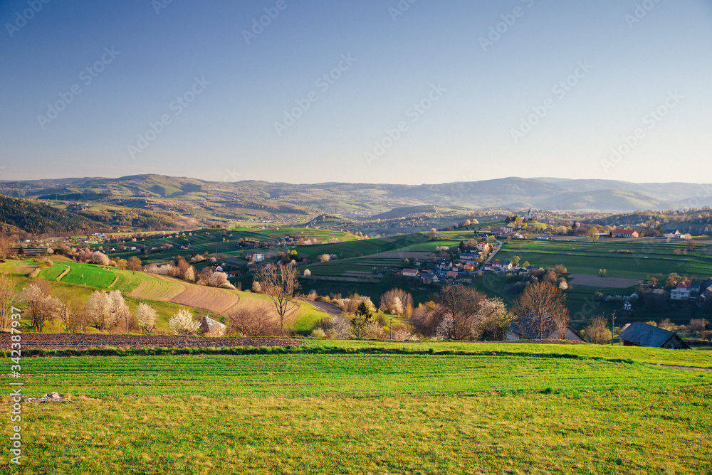 Tuscany. Tuscan landscape, rolling hills in the light of the sunset.