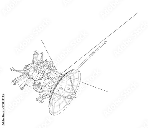 Communication satellite concept outline. Vector