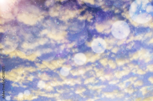 Summer Holiday Concept: Abstract Blurred Light Beach with Autumn Sky Sky Background