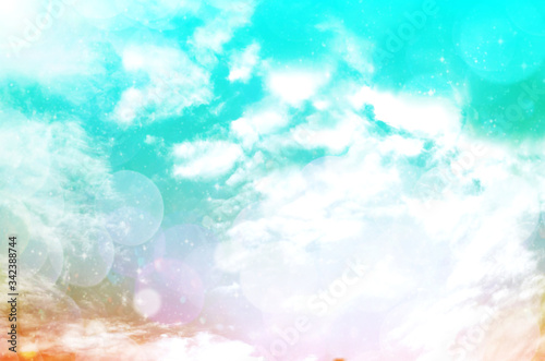 Summer Holiday Concept: Abstract Blurred Light Beach with Autumn Sky Sky Background