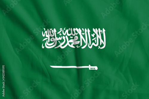 Saudi Arabia Flag on Fabric texture