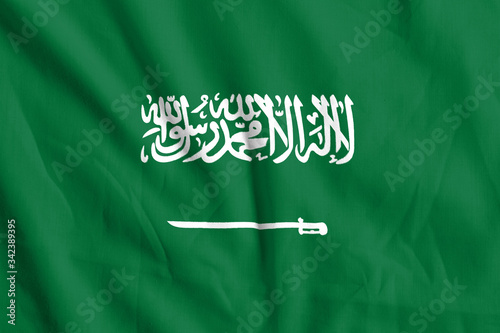 Saudi Arabia Flag on Fabric texture photo