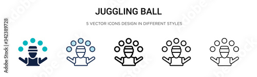 Juggling ball icon in filled, thin line, outline and stroke style. Vector illustration of two colored and black juggling ball vector icons designs can be used for mobile, ui, web