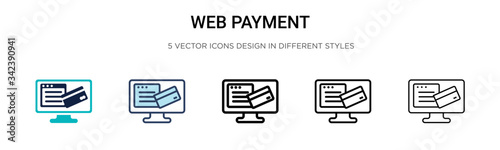 Web payment icon in filled, thin line, outline and stroke style. Vector illustration of two colored and black web payment vector icons designs can be used for mobile, ui, web
