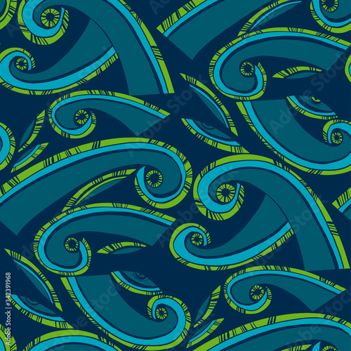 Abstract fern grass curl seamless pattern