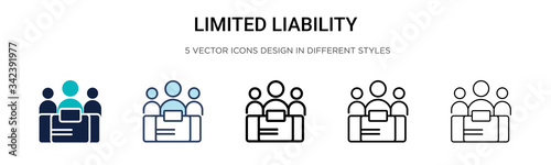 Limited liability icon in filled, thin line, outline and stroke style. Vector illustration of two colored and black limited liability vector icons designs can be used for mobile, ui, web