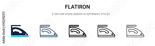 Flatiron icon in filled, thin line, outline and stroke style. Vector illustration of two colored and black flatiron vector icons designs can be used for mobile, ui, web