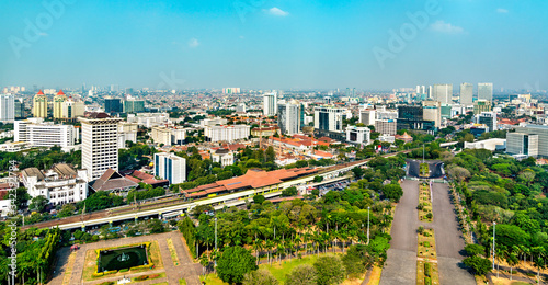 Aerial view of Gambir railway station in Jakarta, Indonesia
