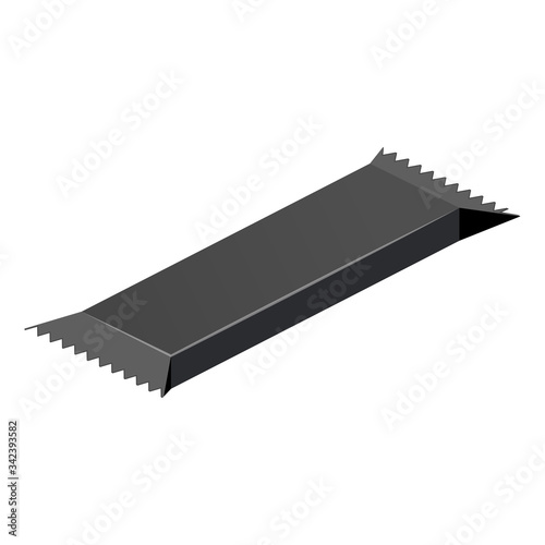 Chocolate bar isometric package wrap plastic foil packet sweet food snack