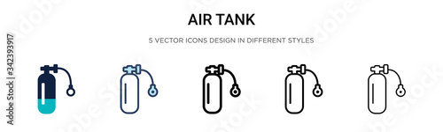 Air tank icon in filled, thin line, outline and stroke style. Vector illustration of two colored and black air tank vector icons designs can be used for mobile, ui, web