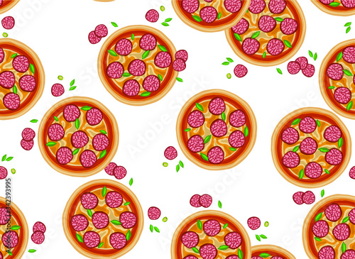 pizza pattern drawing background. Junk food seamless hand drawn for wrapping and decoration print