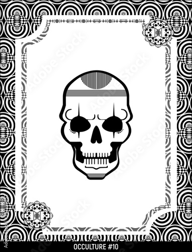 Occultism or magic, illustration without color one big skull