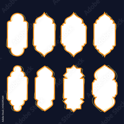abstract arabic door window vector template, good for islamic frame design template. flat color style