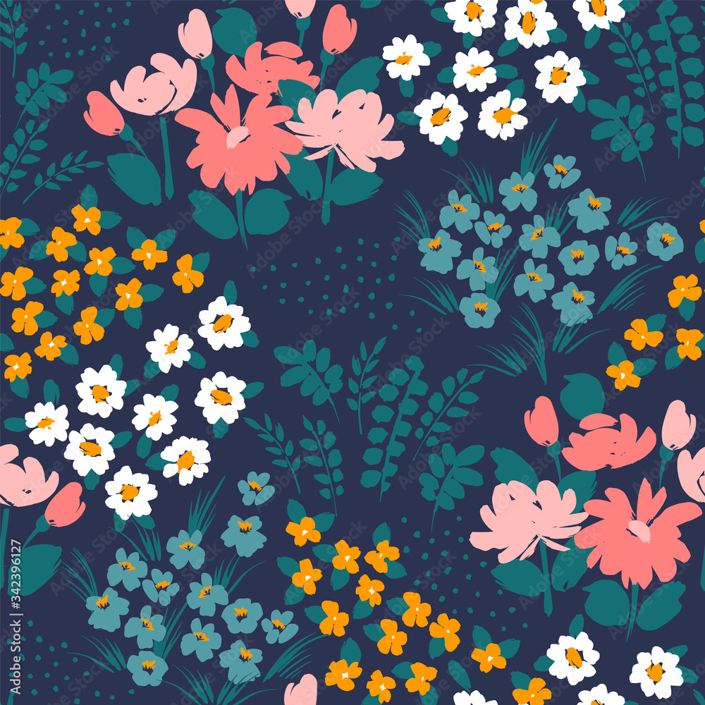 Floral motif in pastel shades for materials