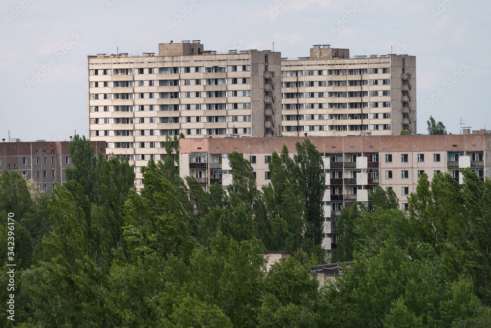 16-story houses in abandoned ghost town Pripyat in Chernobyl zone 16-story houses in abandoned ghost town Pripyat in Chernobyl zone