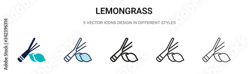 Lemongrass icon in filled, thin line, outline and stroke style. Vector illustration of two colored and black lemongrass vector icons designs can be used for mobile, ui, web